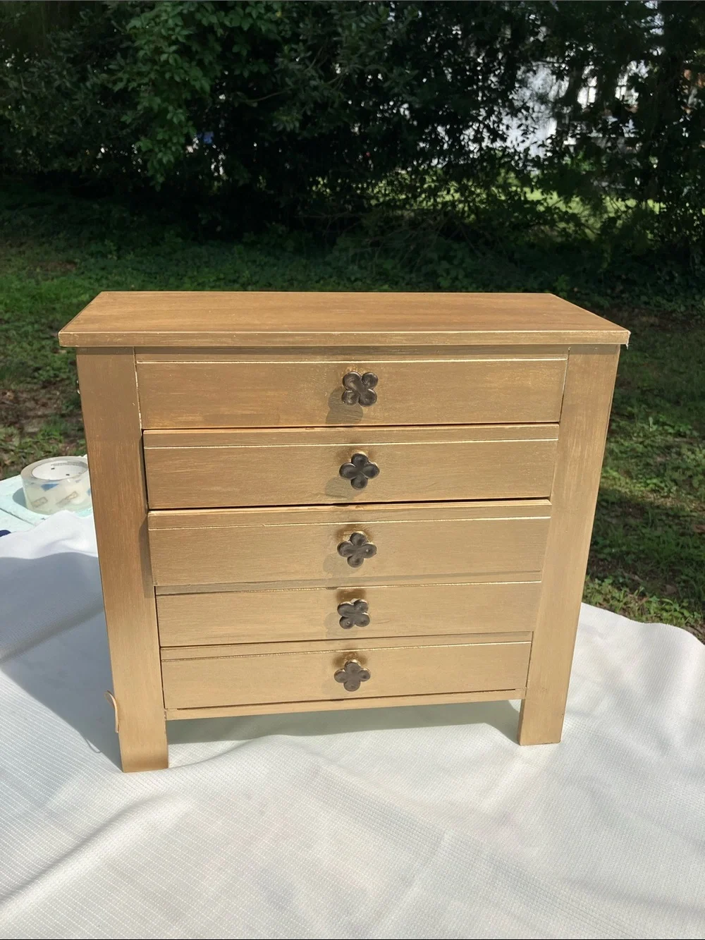 Beautiful Solid Wood Jewelry Organizer in Gold Stained/Painted